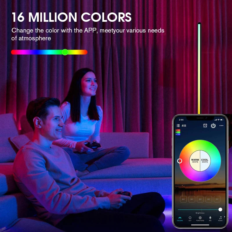 LED ambiance floor lamp, decorative atmosphere lamp, APP control, remote control tuner, change light mode with music rhythm