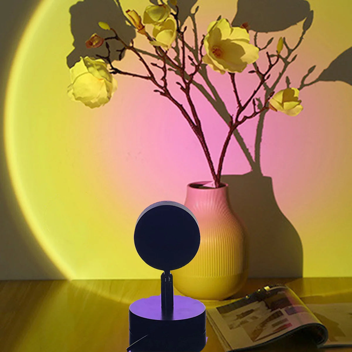 LED Sunset Projection Rainbow Dusk Atmosphere Lamp USB Home Shop Bedroom Walls Decoration Photo Background Bedside Night Light