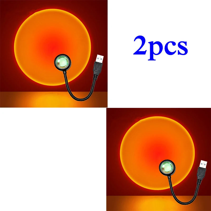 1x USB Sunset Lamp LED Rainbow Neon Night Light Projector Photography Wall Atmosphere Lighting for Bedroom Home Room Decor Gift