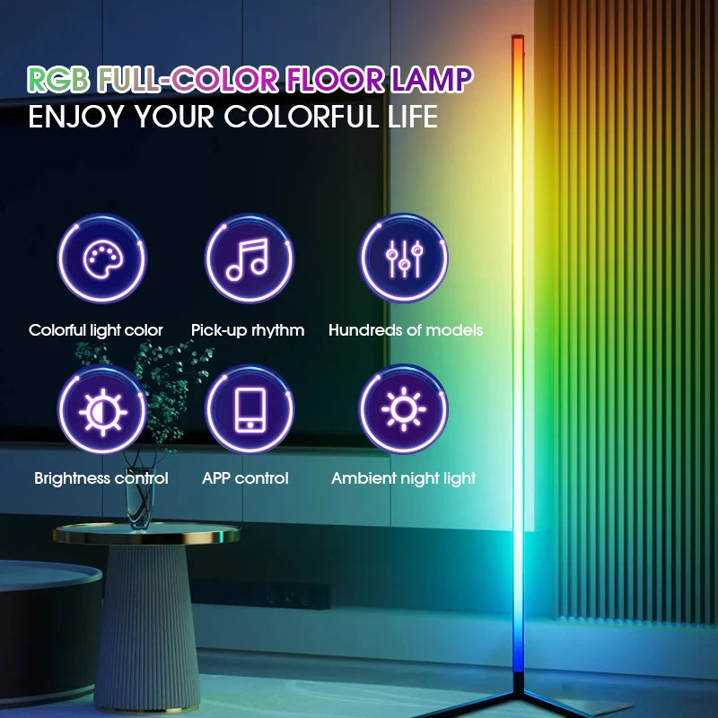 LED ambiance floor lamp, decorative atmosphere lamp, APP control, remote control tuner, change light mode with music rhythm