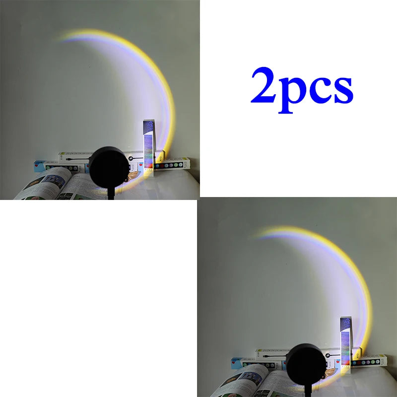 1x USB Sunset Lamp LED Rainbow Neon Night Light Projector Photography Wall Atmosphere Lighting for Bedroom Home Room Decor Gift