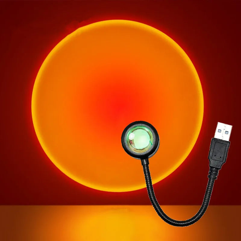 1x USB Sunset Lamp LED Rainbow Neon Night Light Projector Photography Wall Atmosphere Lighting for Bedroom Home Room Decor Gift